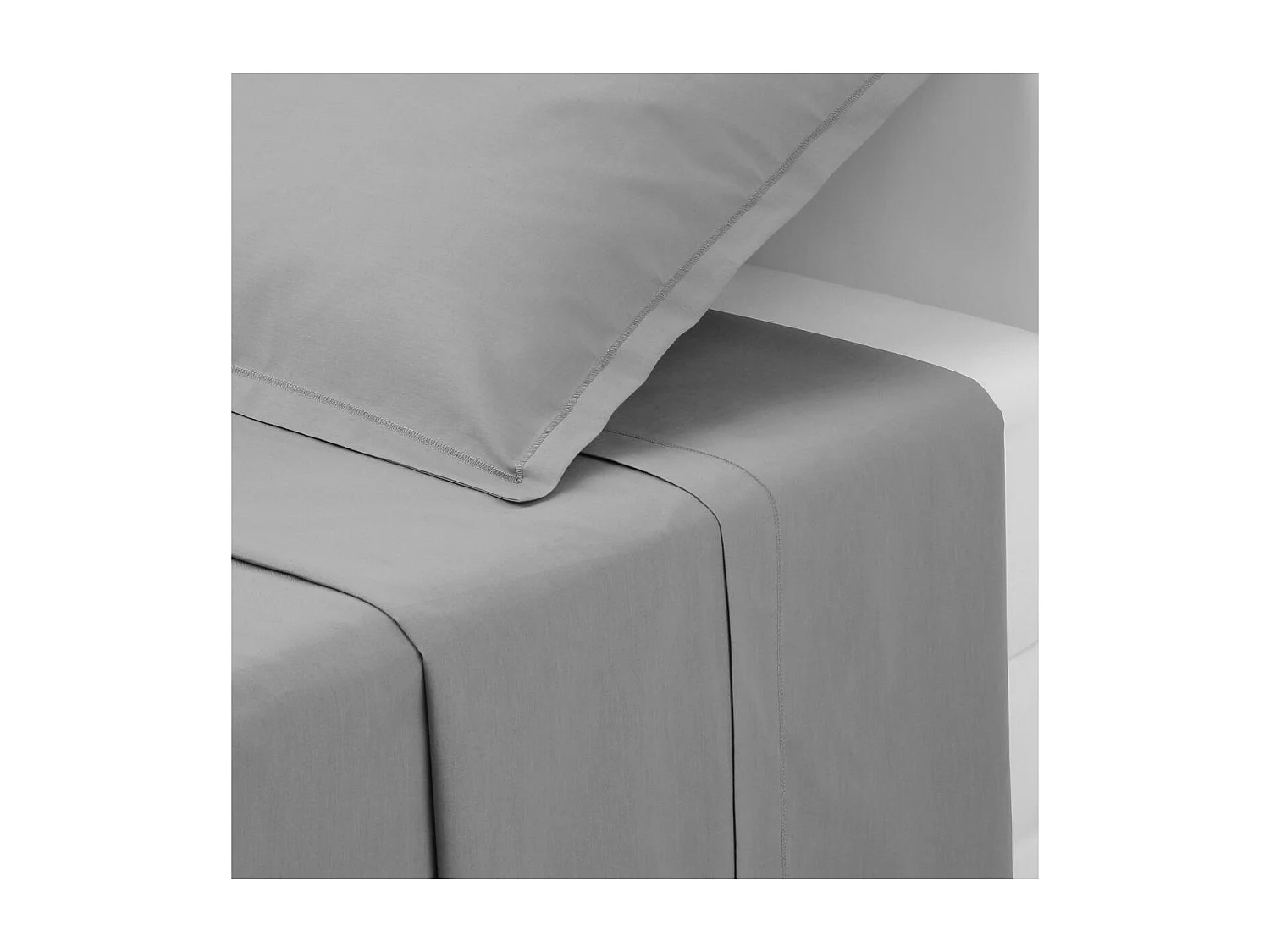 Drap plat 2 Personnes en Coton Gris 240 x 290 cm