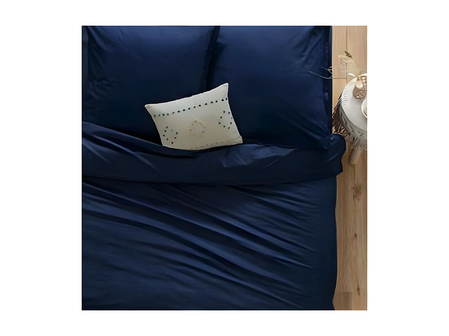 Drap plat 1 Personne en Coton Bleu encre 180 x 290 cm