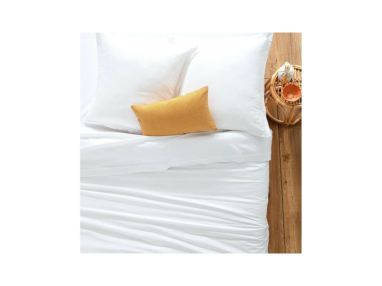 Drap plat 2 Personnes en Coton Blanc 240 x 290 cm