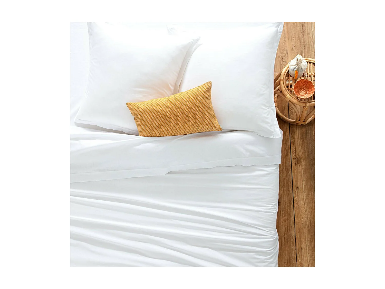 Drap plat 2 Personnes en Coton Blanc 240 x 290 cm