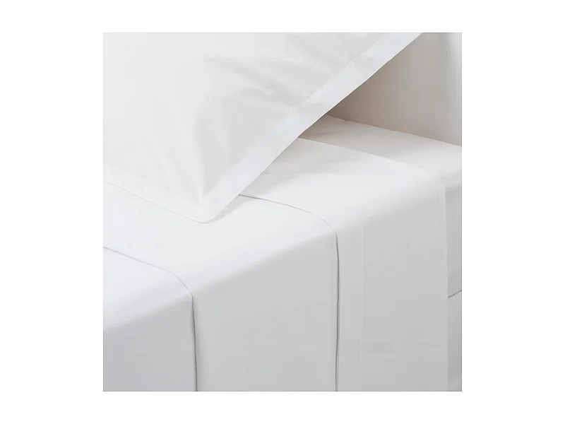 Drap plat 2 Personnes en Coton Blanc 240 x 290 cm