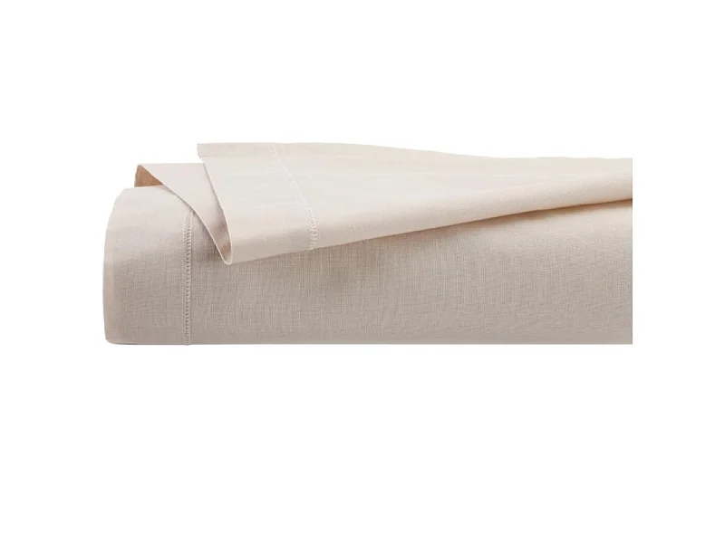 Drap plat 1 Personne en Coton Beige lin 180 x 290 cm