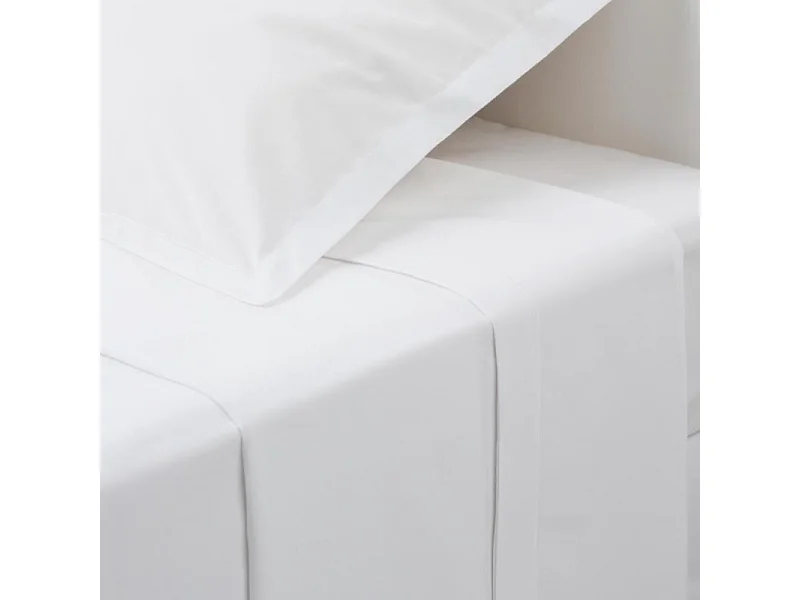 Drap plat 1 Personne en Coton Blanc 180 x 290 cm