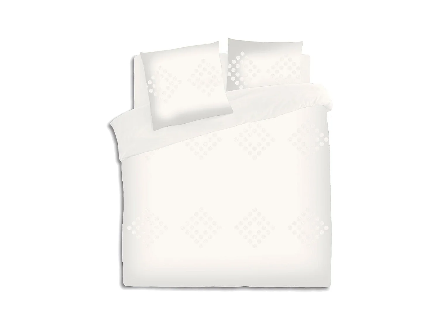 Parure de lit 2 Personnes 260 x 240 cm Housse de couette avec 2 taies en Coton lavé Ivoire et tufté