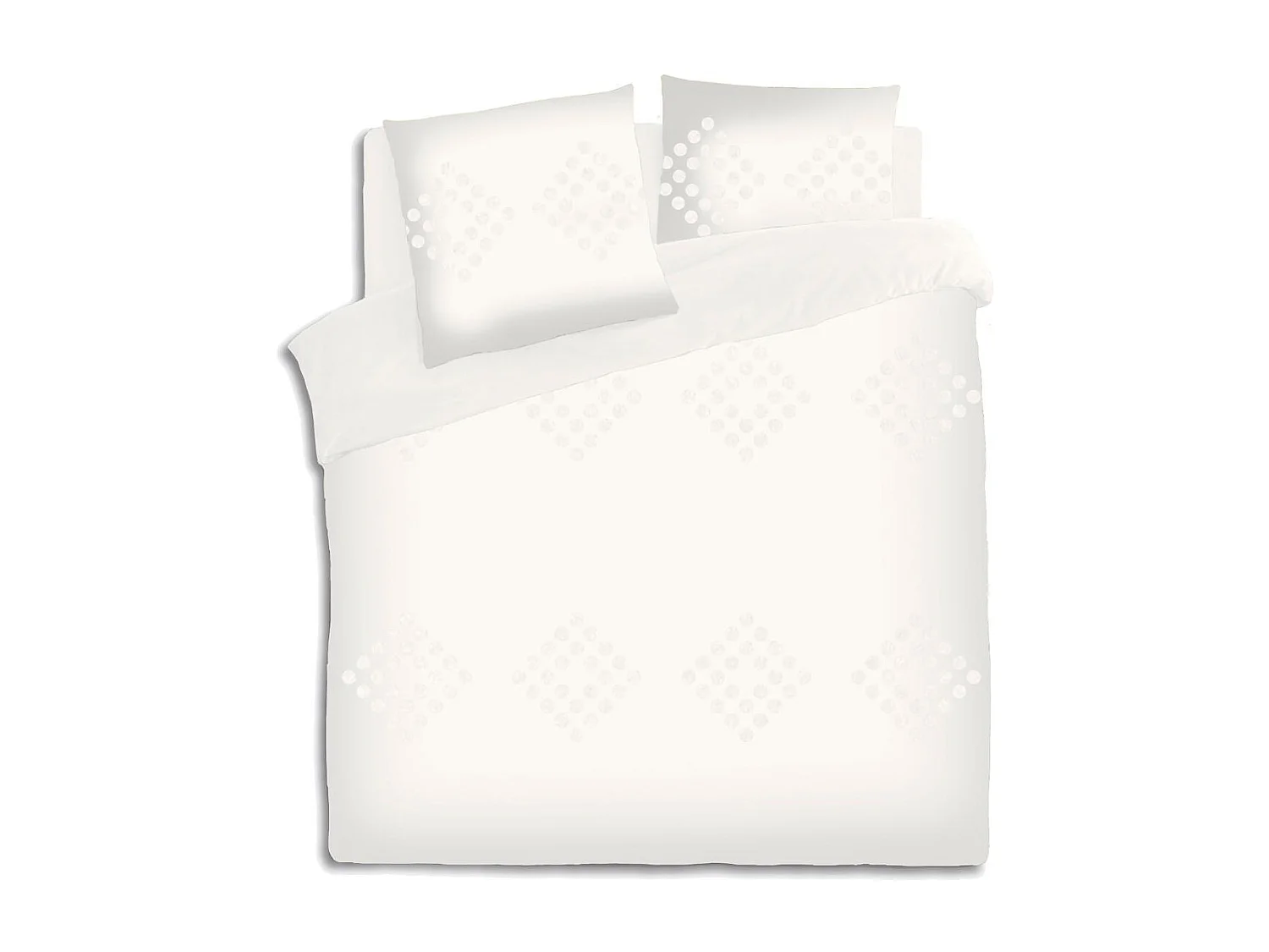 Parure de lit 2 Personnes 260 x 240 cm Housse de couette avec 2 taies en Coton lavé Ivoire et tufté