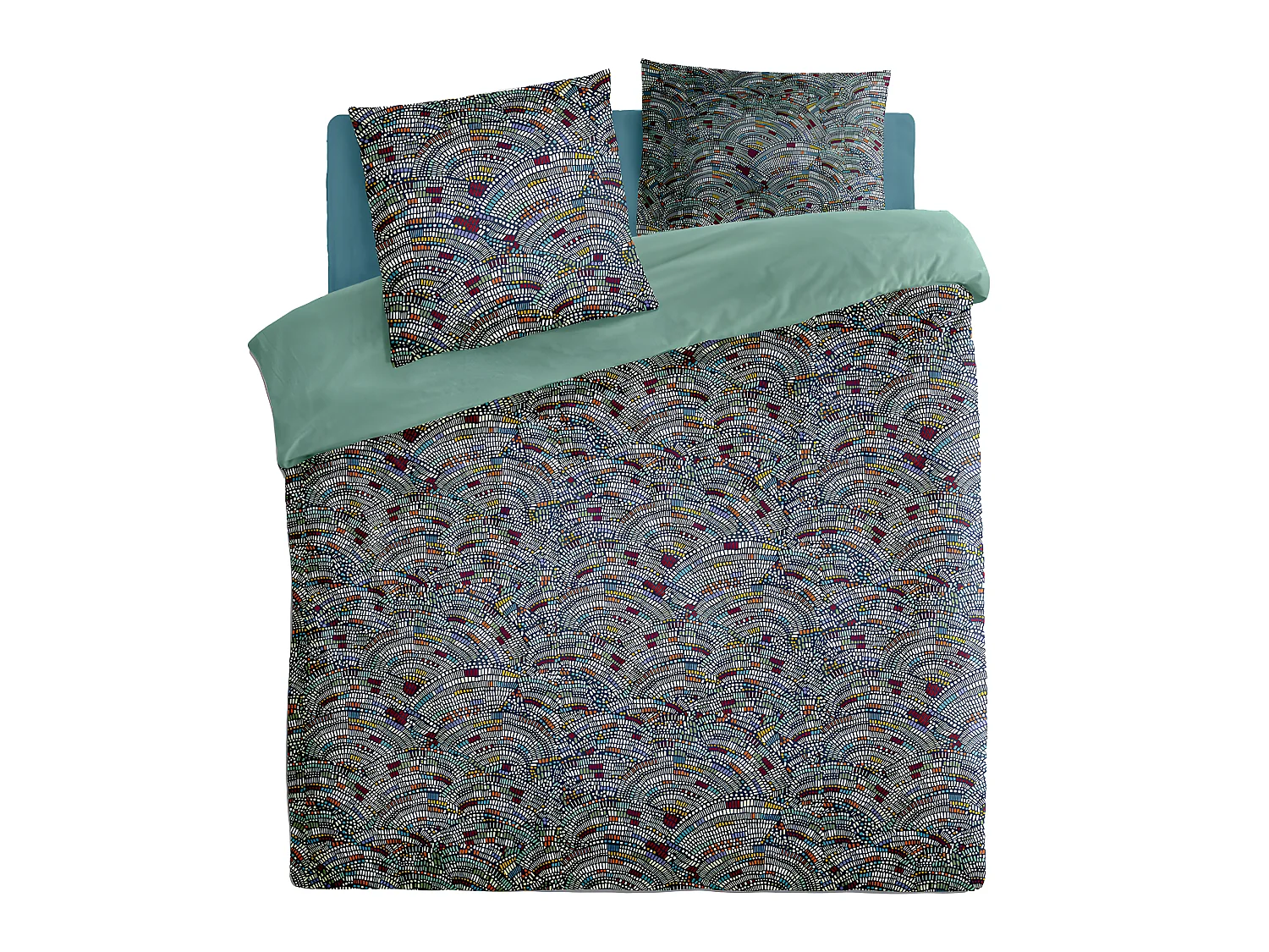 Parure de lit 2 Personnes 240 x 220 cm Housse de couette avec 2 taies en Coton Imprimé Mozaika