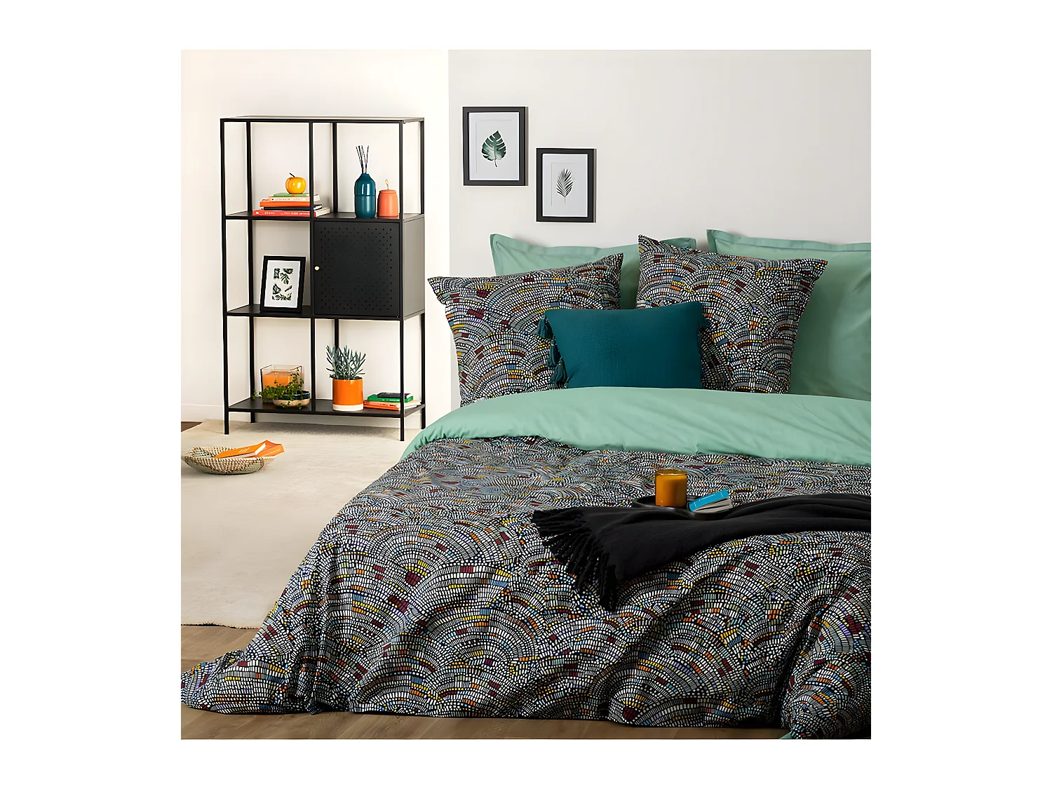 Parure de lit 2 Personnes 240 x 220 cm Housse de couette avec 2 taies en Coton Imprimé Mozaika