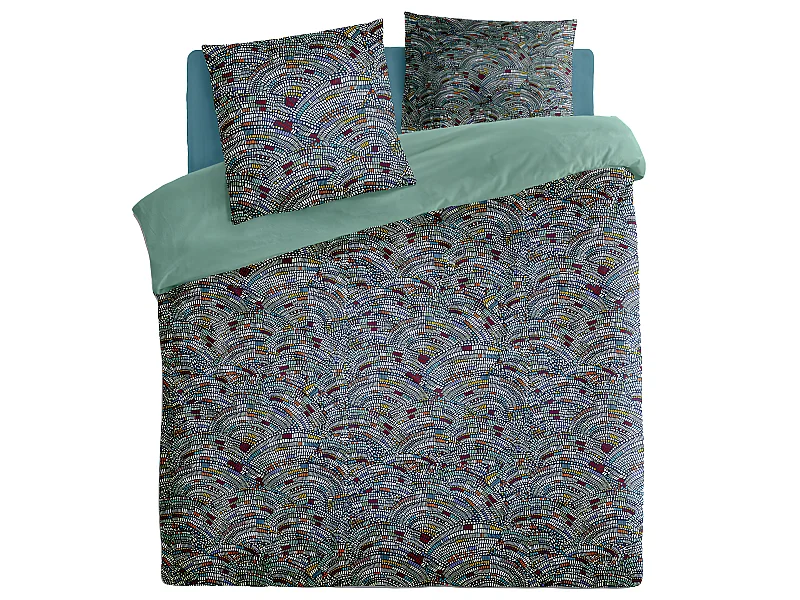 Parure de lit 2 Personnes 240 x 220 cm Housse de couette avec 2 taies en Coton Imprimé Mozaika
