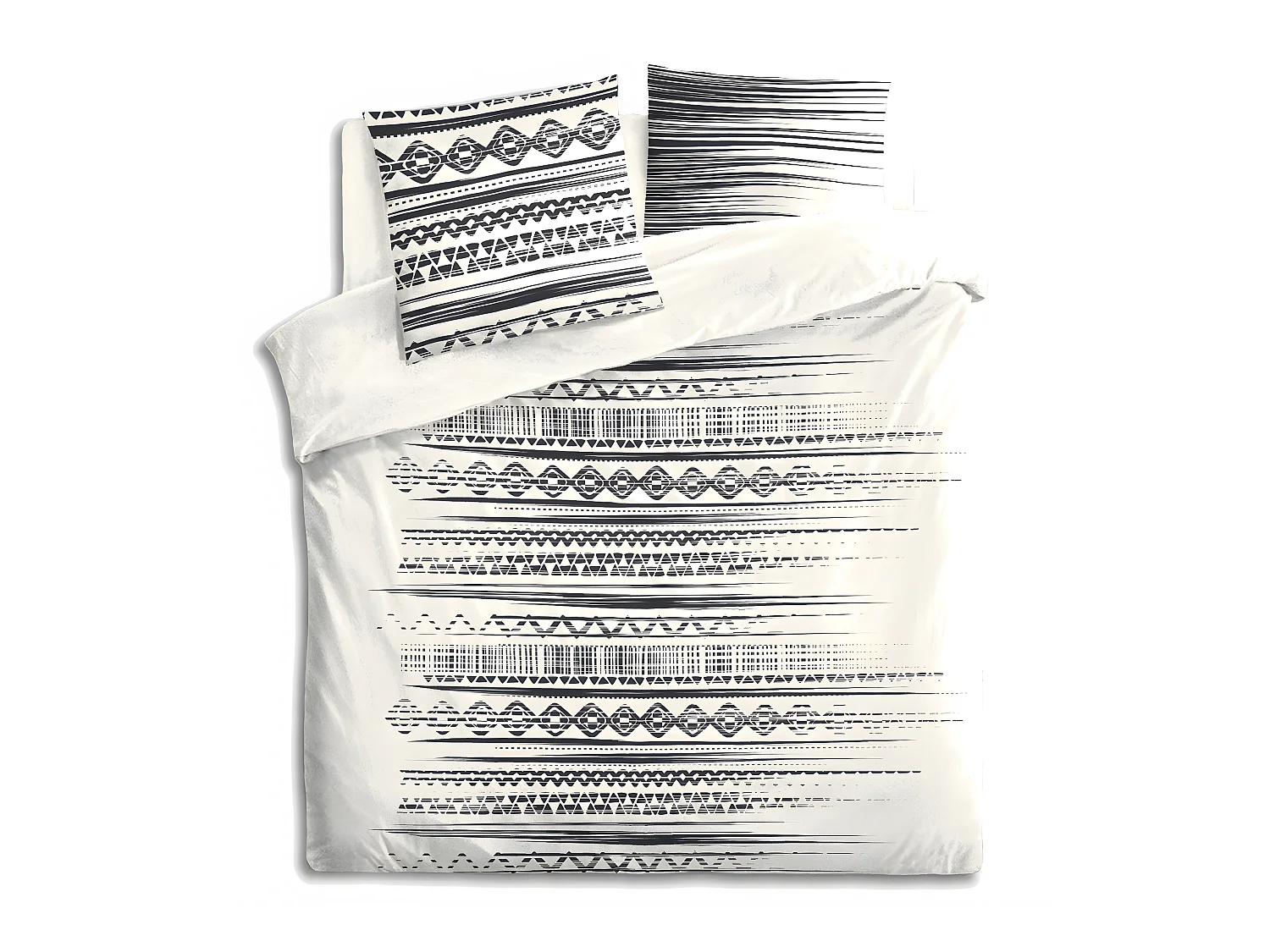 Parure de lit 2 Personnes 260 x 240 cm Housse de couette avec 2 taies Imprimé Ethnik
