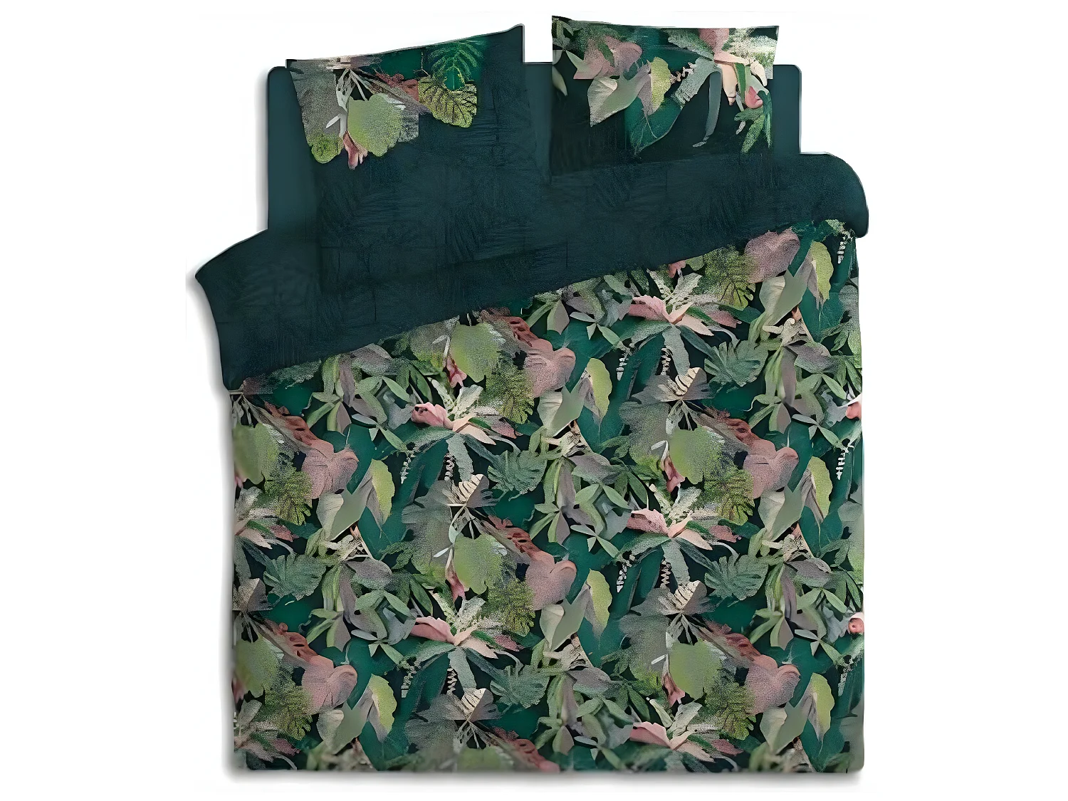 Parure de lit 2 Personnes 260 x 240 cm Housse de couette avec 2 taies Imprimé Eden