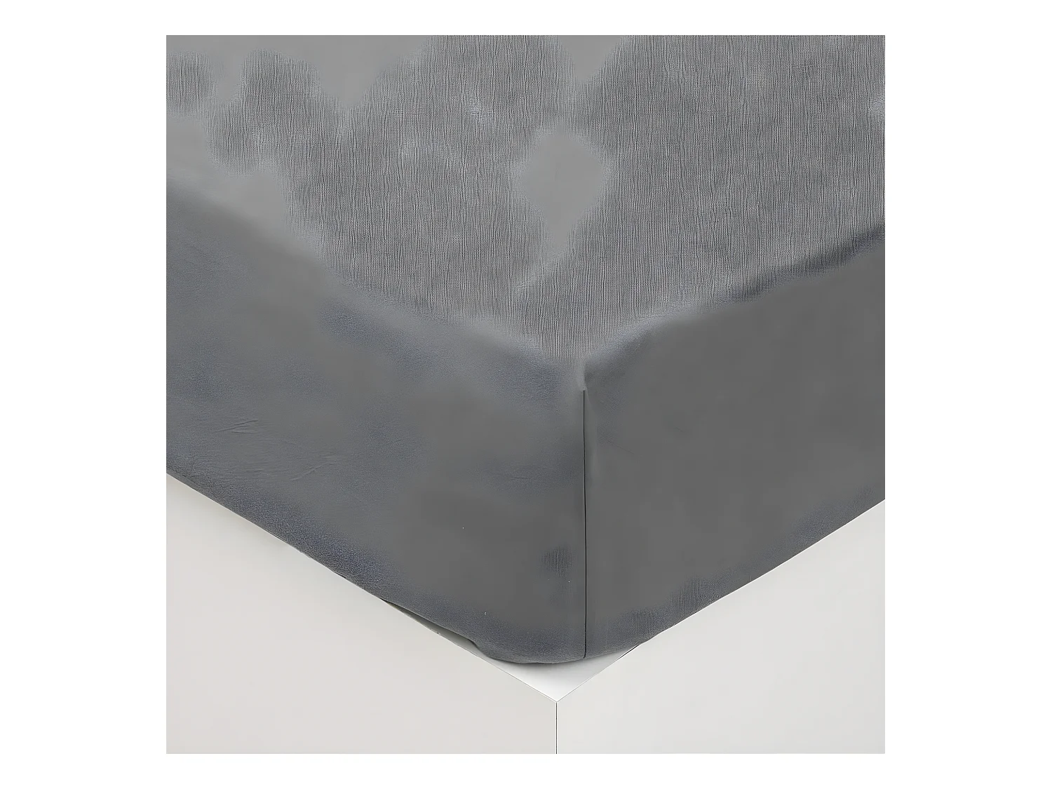 Drap housse 2 Personnes en Coton lavé Gris 140 x 190 cm