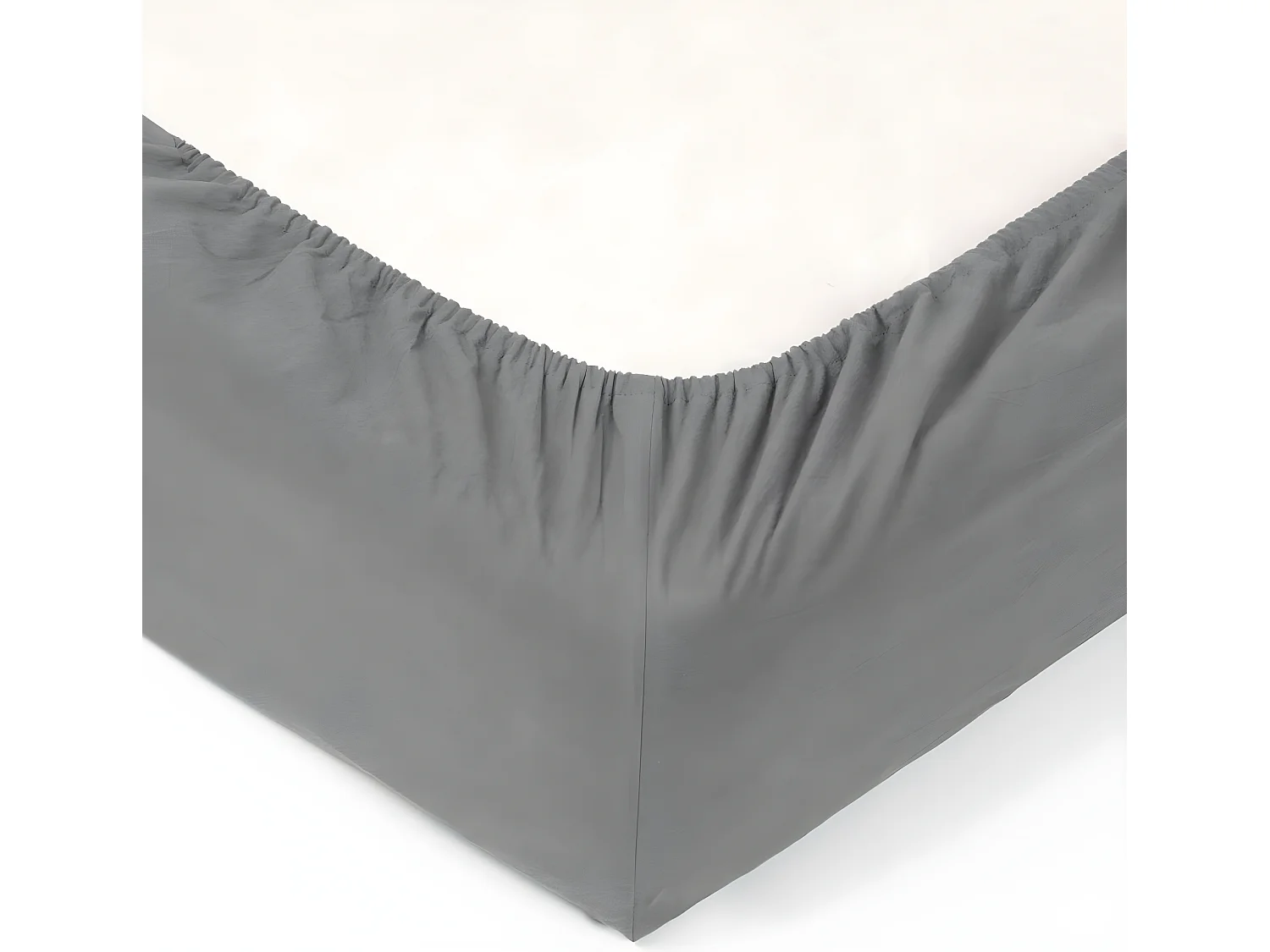 Drap housse 2 Personnes en Coton lavé Gris 140 x 190 cm