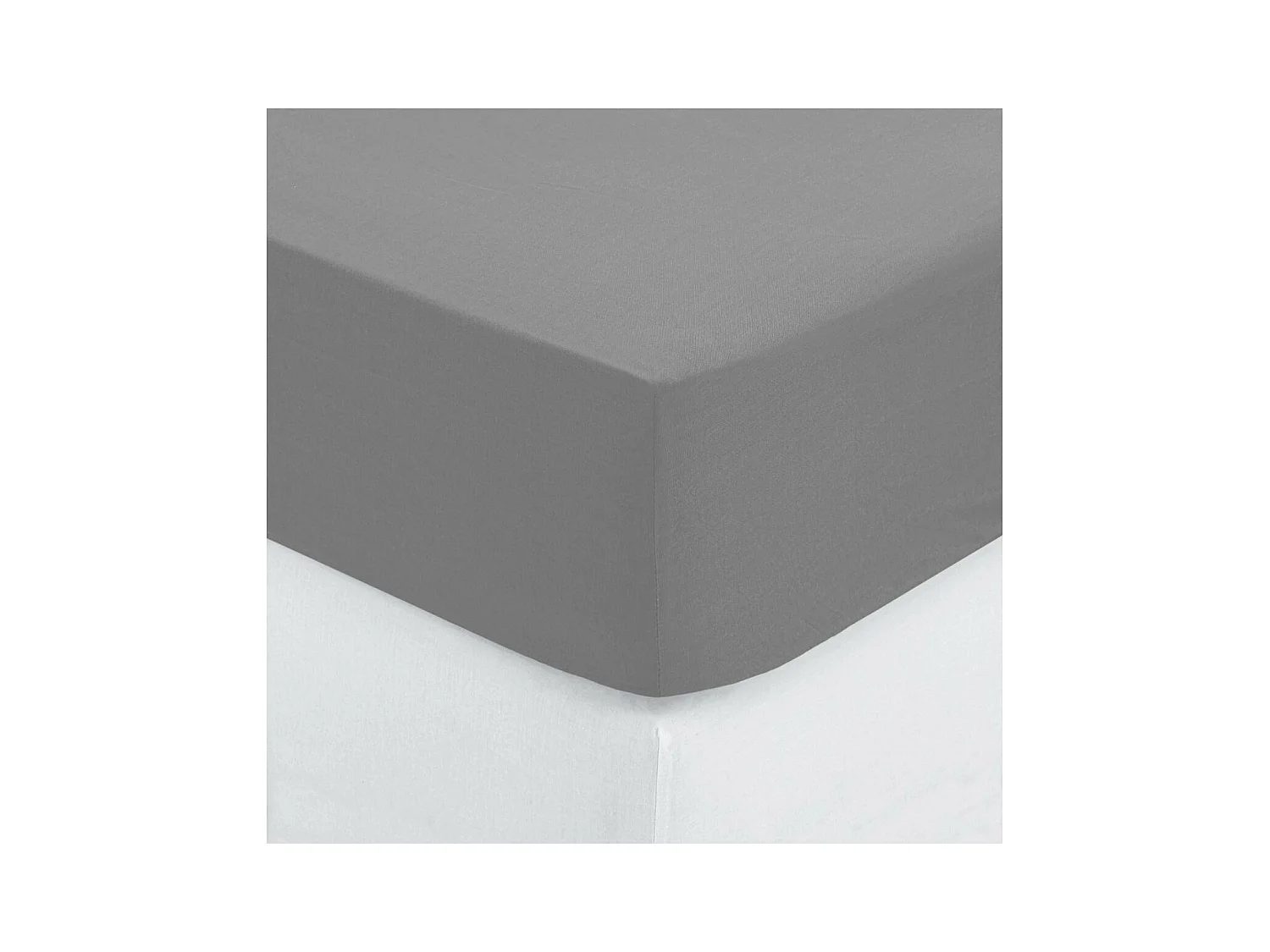Drap housse 2 Personnes en Coton Gris souris 160 x 200 cm