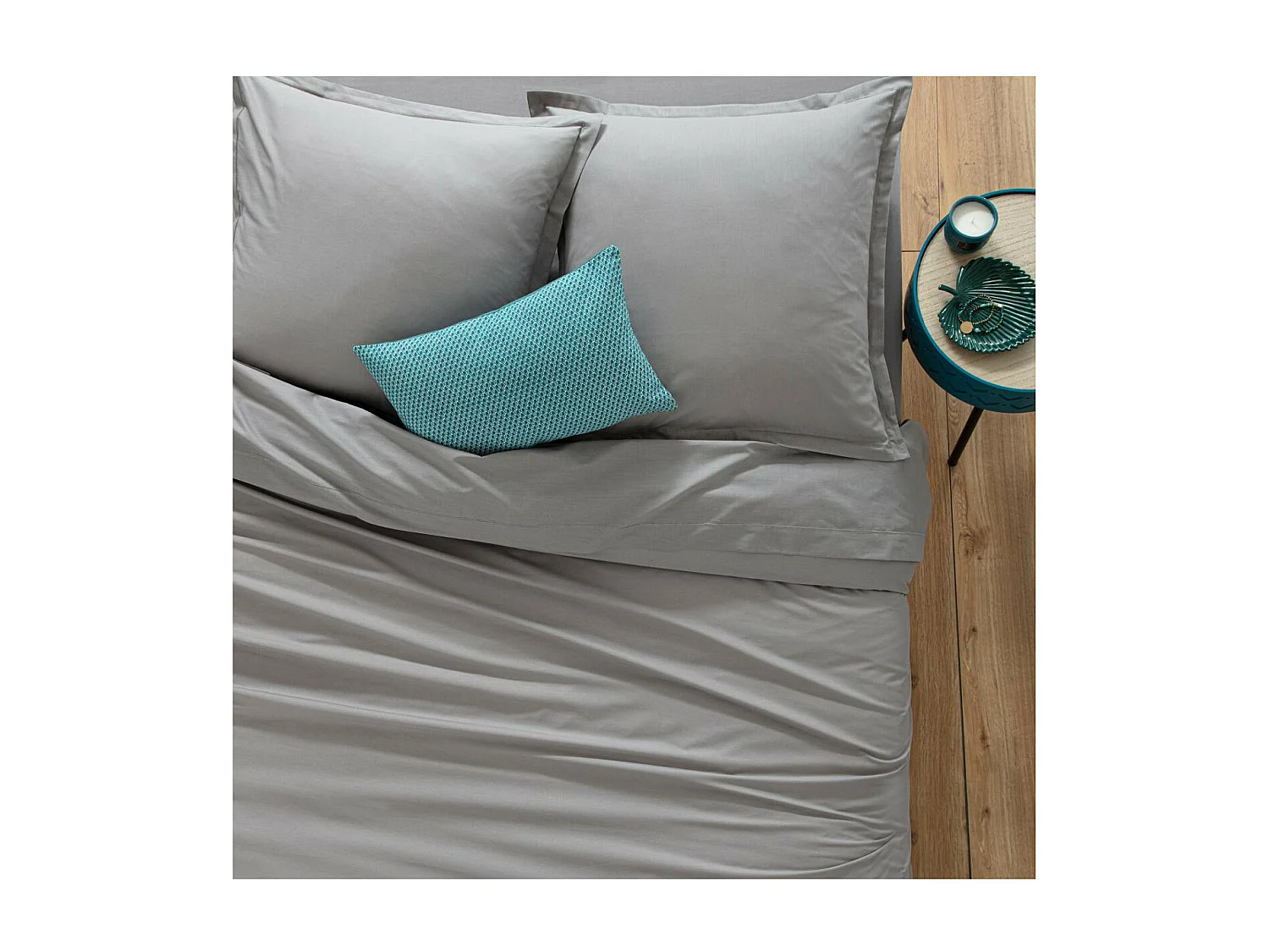 Drap housse 2 Personnes en Coton Gris souris 160 x 200 cm