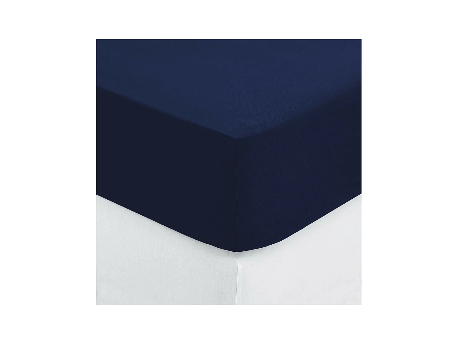 Drap housse 2 Personnes en Coton Bleu encre 160 x 200 cm