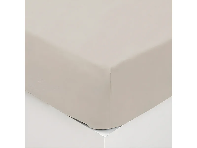 Drap housse 2 Personnes en Coton lavé Ivoire 140 x 190 cm