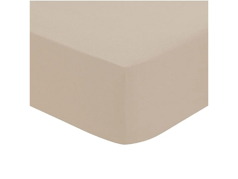 Drap housse 1 Personne en Coton Beige lin 90 x 190 cm