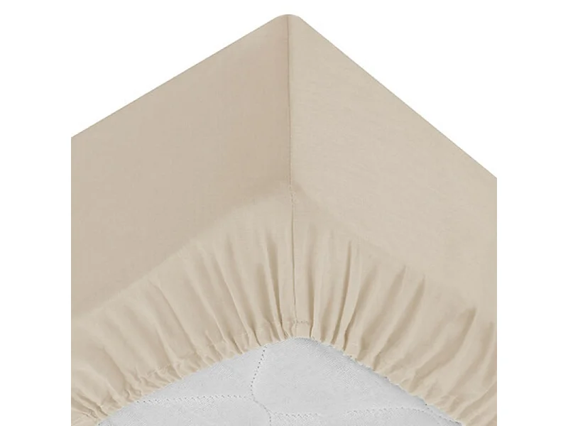 Drap housse 1 Personne en Coton Beige lin 90 x 190 cm