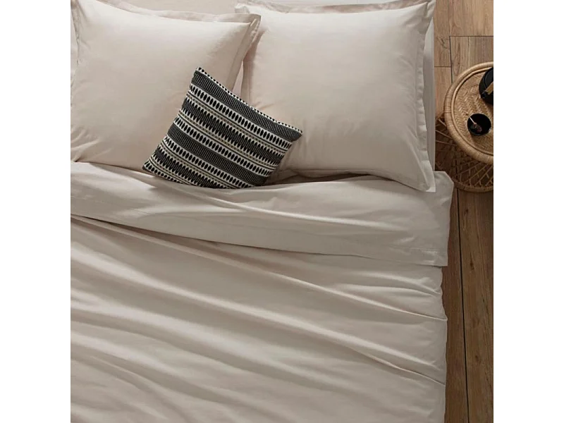 Drap housse 1 Personne en Coton Beige lin 90 x 190 cm