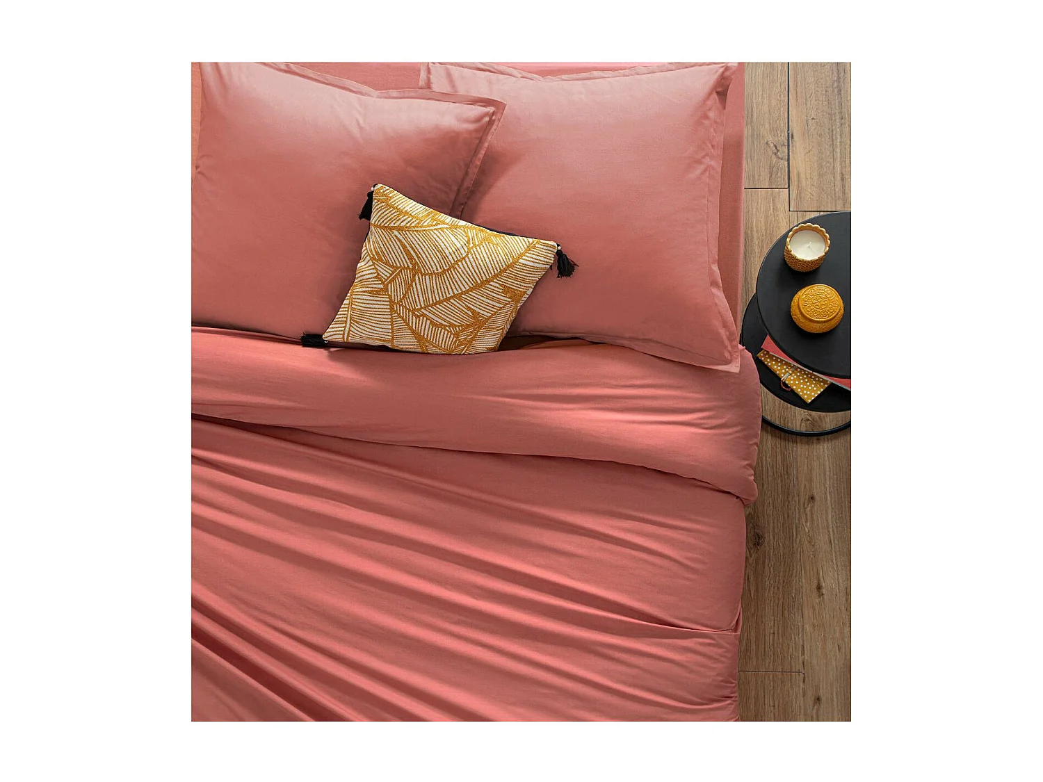 Drap housse 2 Personnes en Coton Rose blush 160 x 200 cm