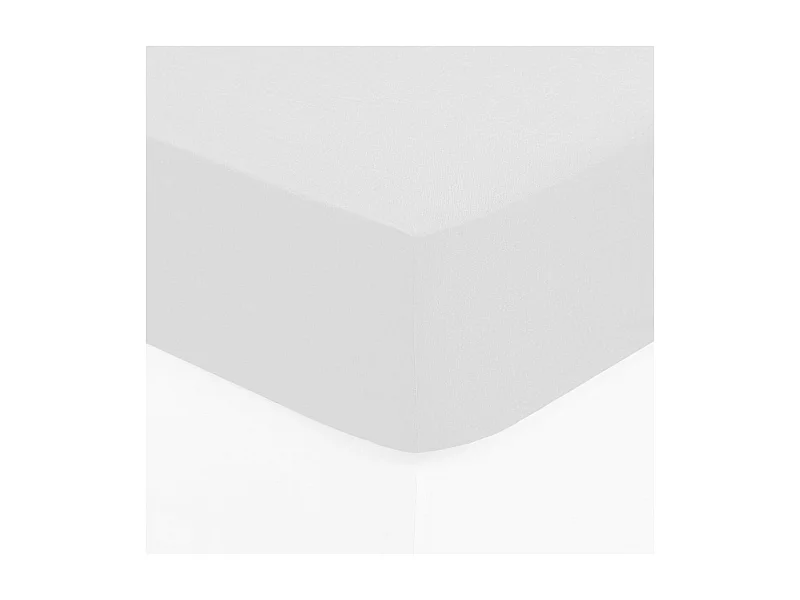 Drap housse 2 Personnes en Coton Blanc 160 x 200 cm