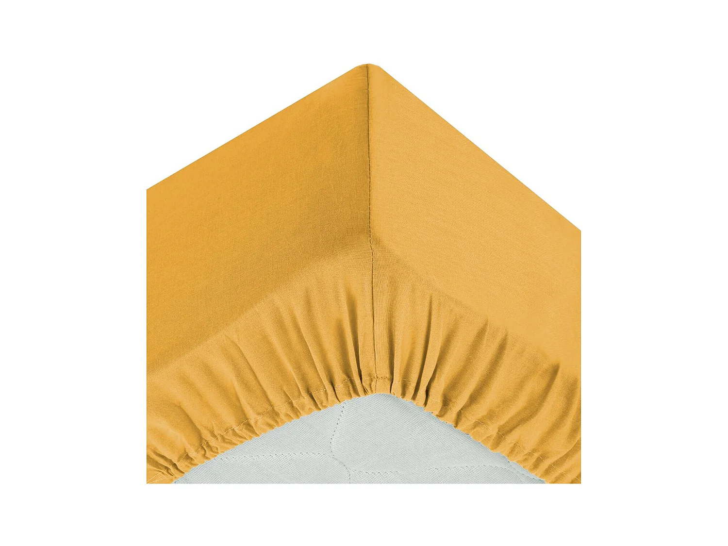 Drap housse 2 Personnes en Coton Ocre 160 x 200 cm