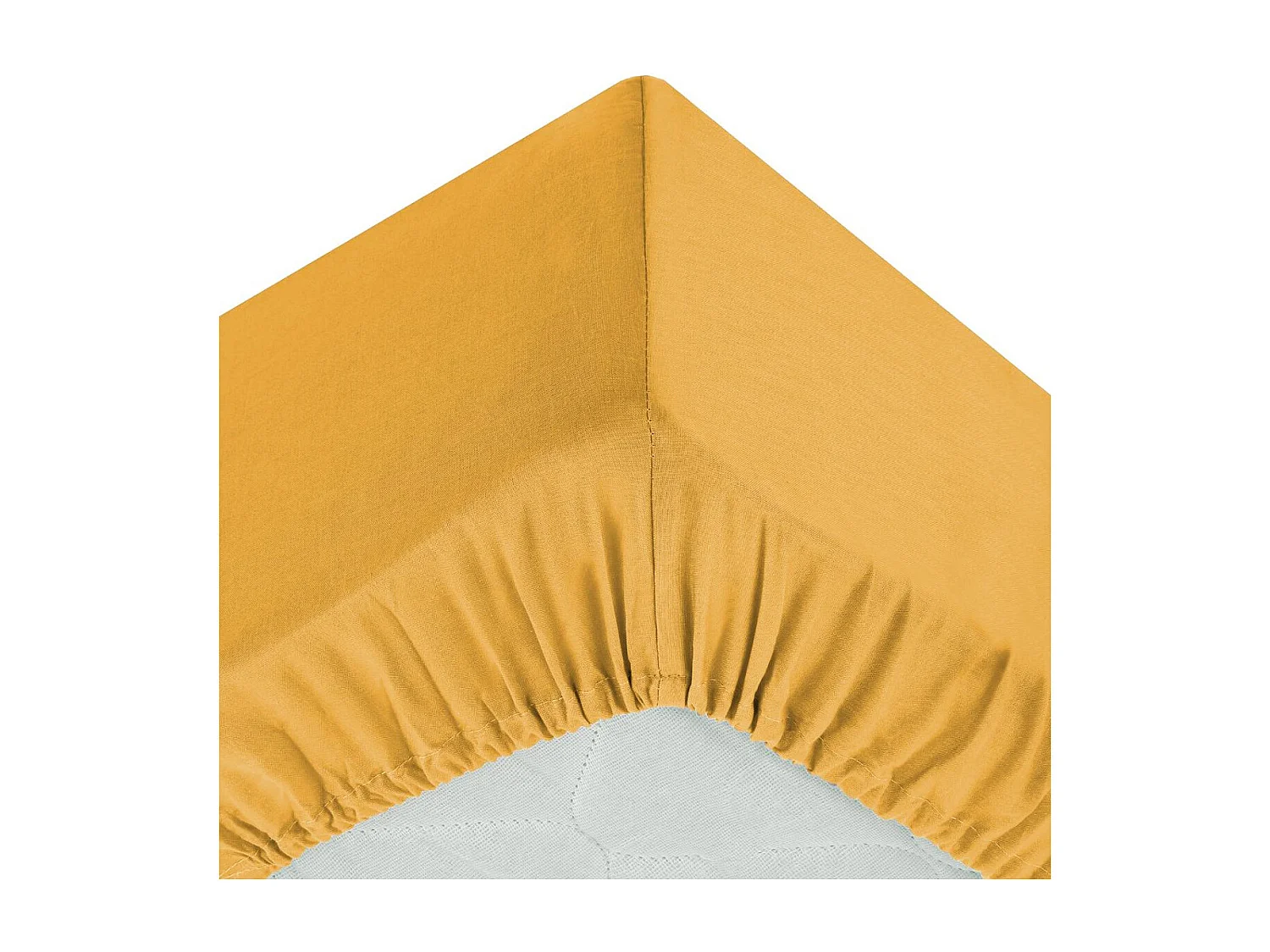 Drap housse 2 Personnes en Coton Ocre 160 x 200 cm