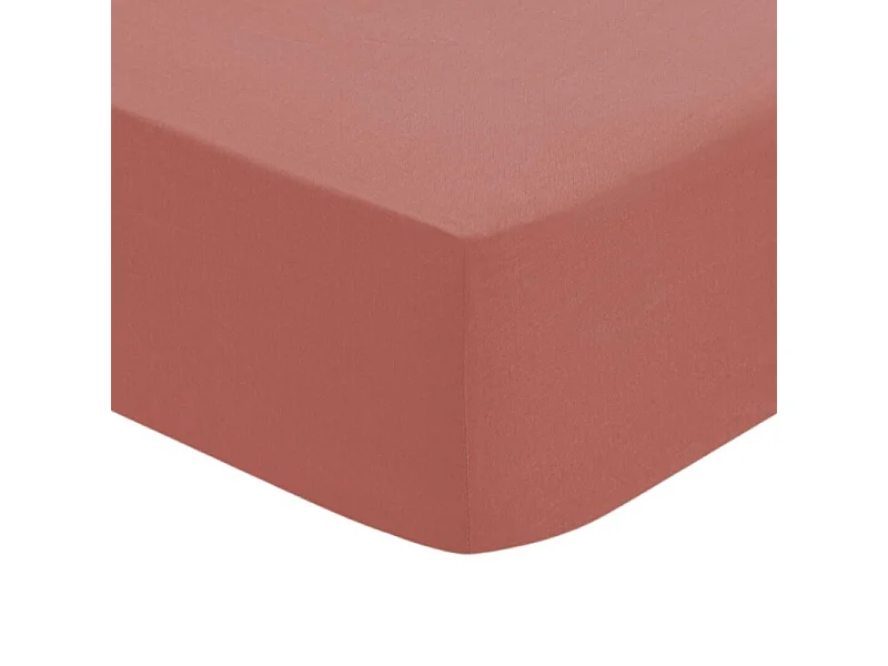 Drap housse 1 Personne en Coton Rose blush 90 x 190 cm