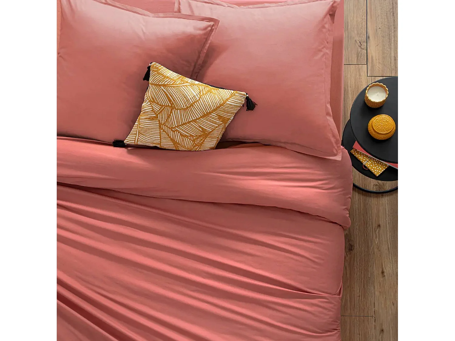 Drap housse 1 Personne en Coton Rose blush 90 x 190 cm