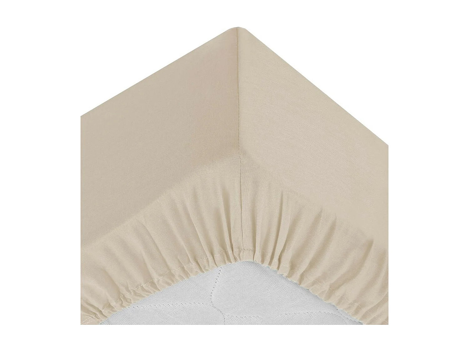 Drap housse 2 Personnes en Coton Beige lin 160 x 200 cm