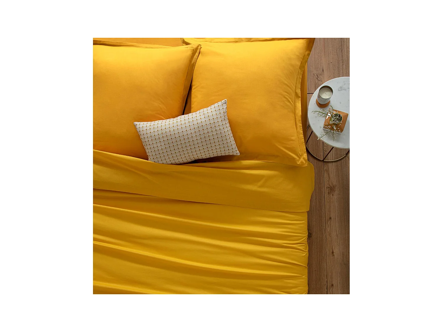 Drap housse 2 Personnes en Coton Ocre 140 x 190 cm