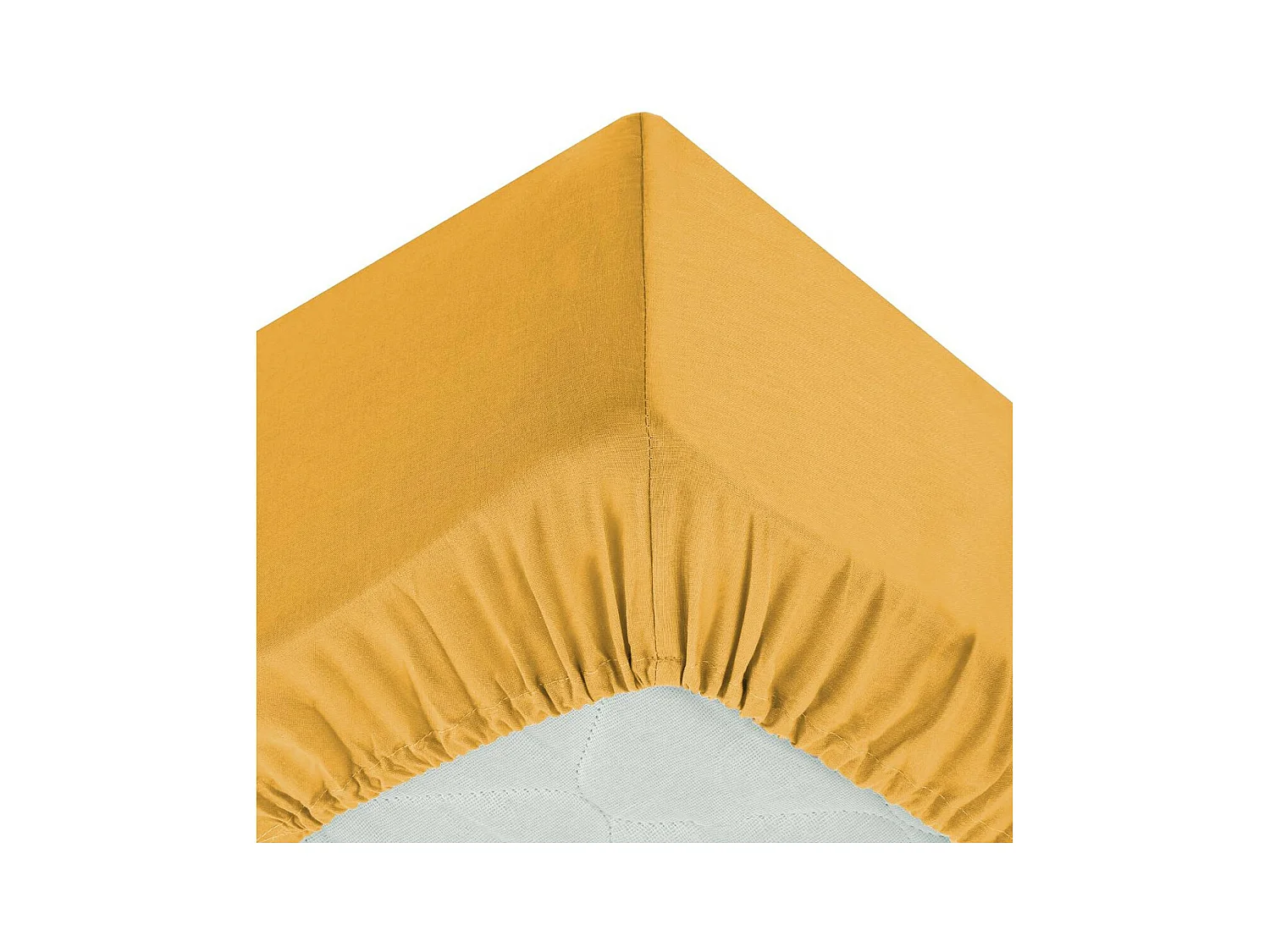 Drap housse 2 Personnes en Coton Ocre 140 x 190 cm