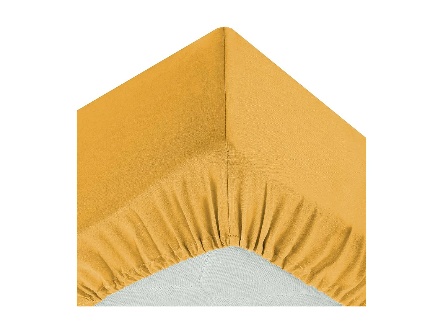 Drap housse 2 Personnes en Coton Ocre 140 x 190 cm