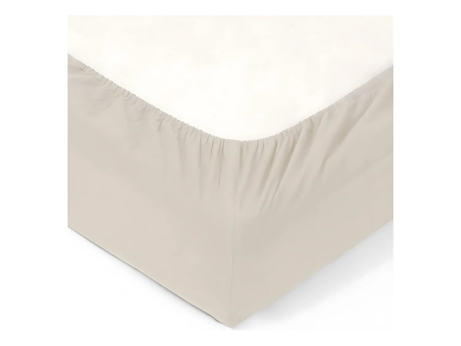 Drap housse 2 Personnes en Coton lavé Ivoire 160 x 200 cm