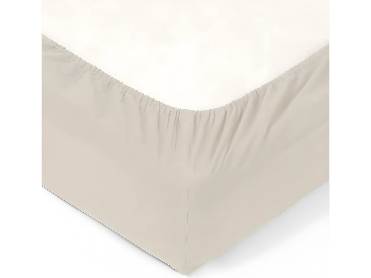 Drap housse 2 Personnes en Coton lavé Ivoire 160 x 200 cm