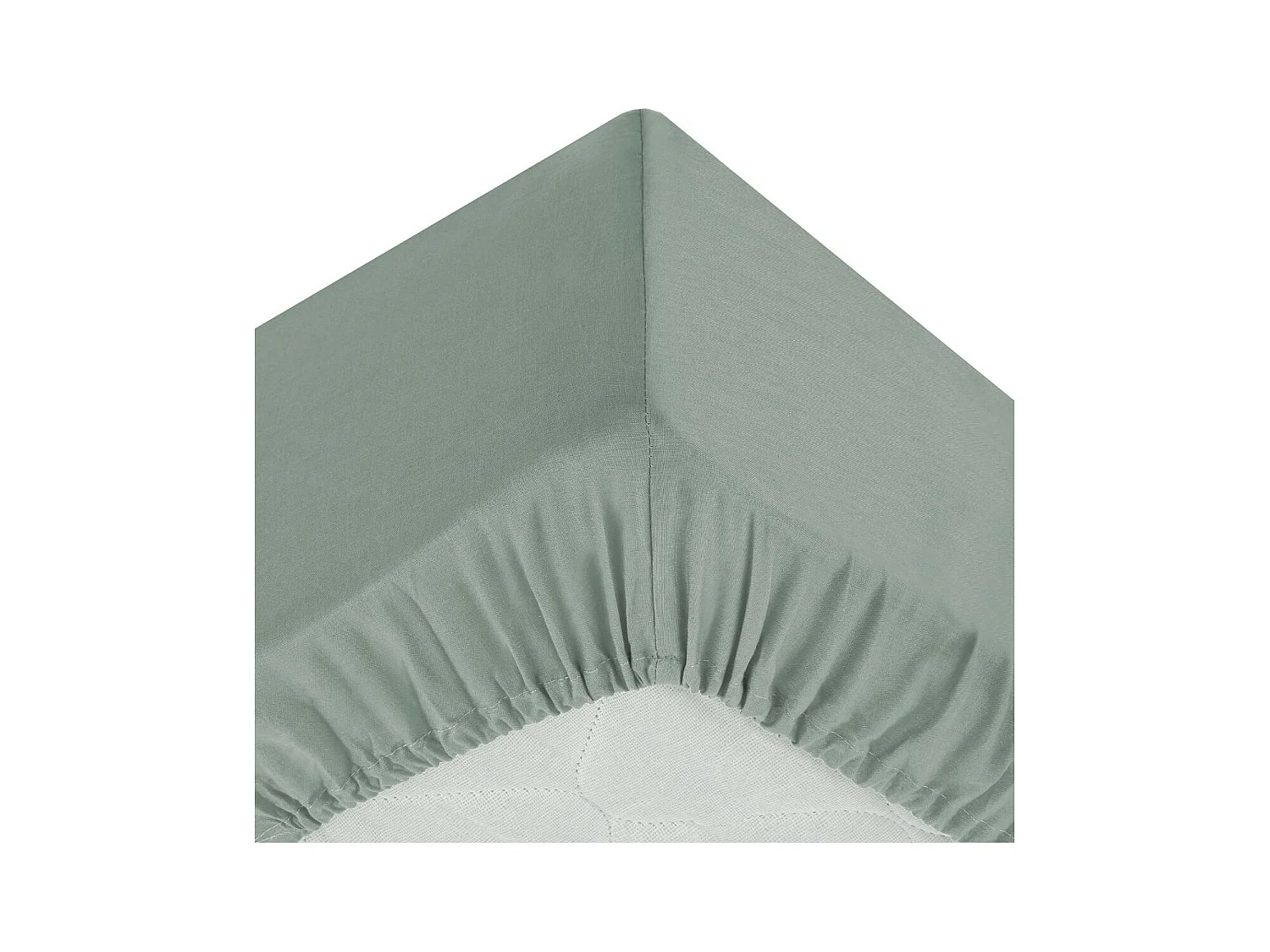 Drap housse 2 Personnes en Coton Vert céladon 160 x 200 cm