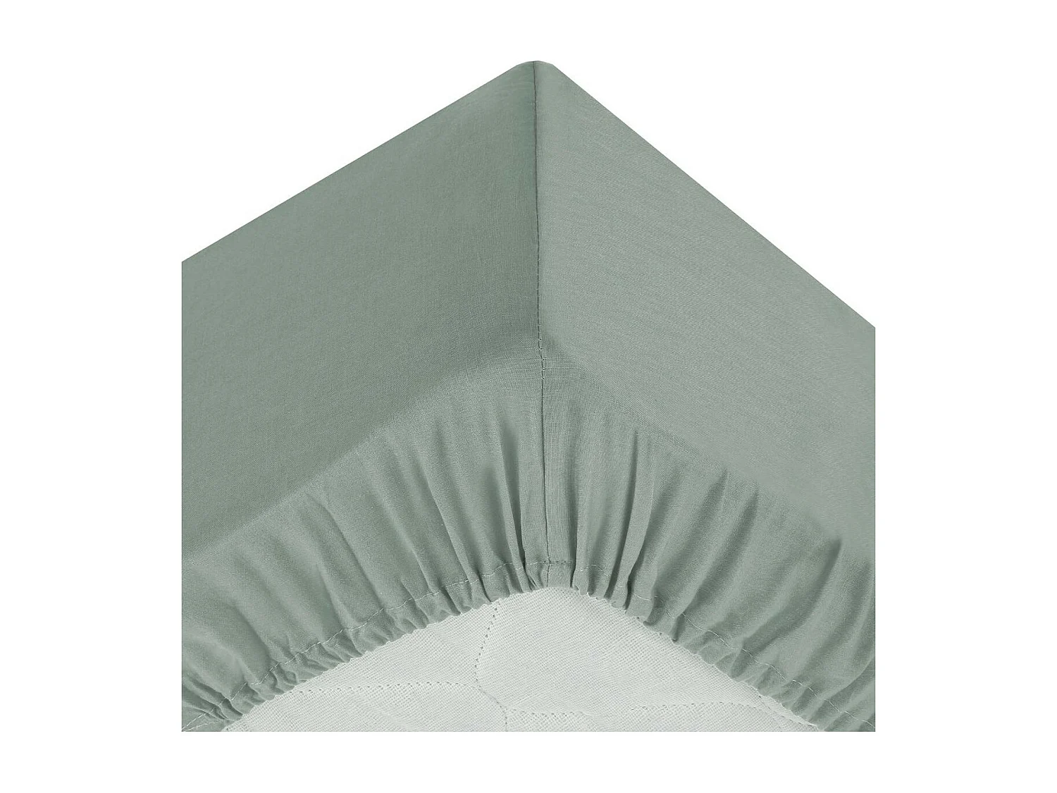 Drap housse 2 Personnes en Coton Vert céladon 160 x 200 cm