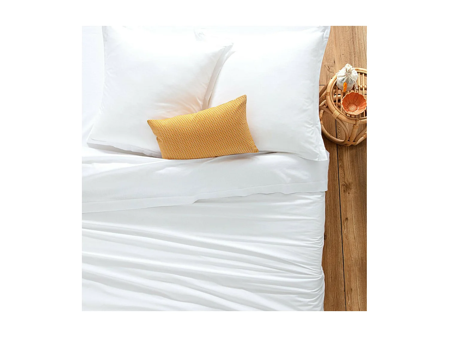 Drap housse 1 Personne en Coton Blanc 90 x 190 cm