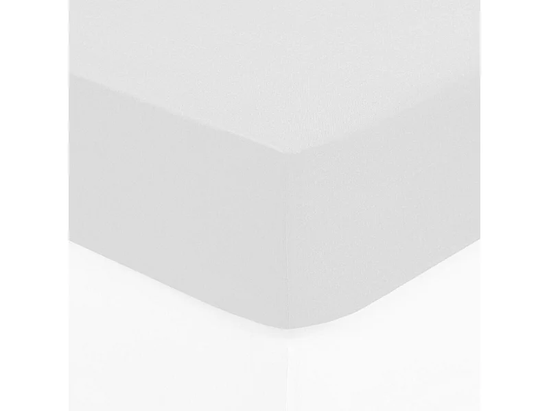 Drap housse 1 Personne en Coton Blanc 90 x 190 cm