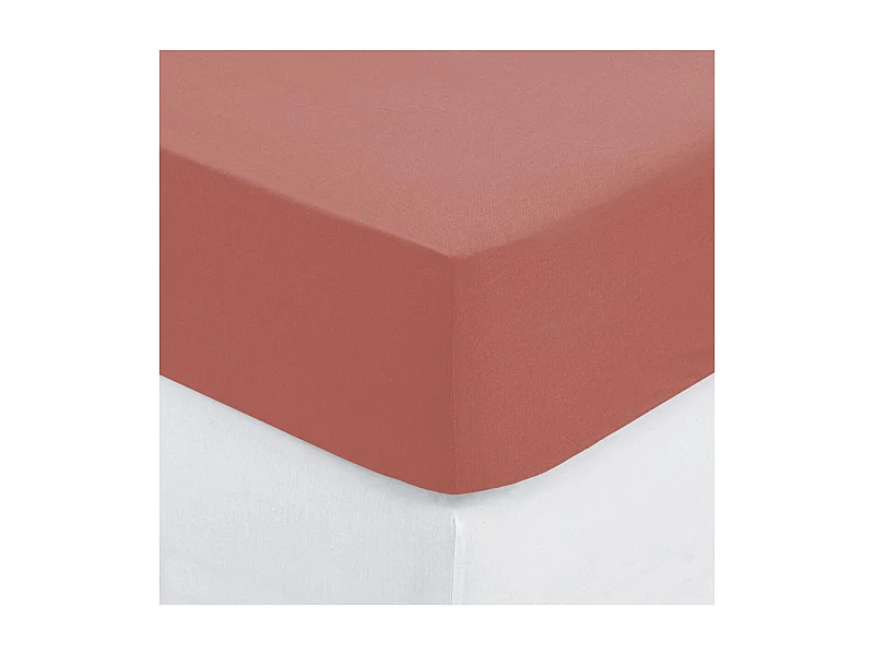 Drap housse 2 Personnes en Coton Rose blush 140 x 190 cm