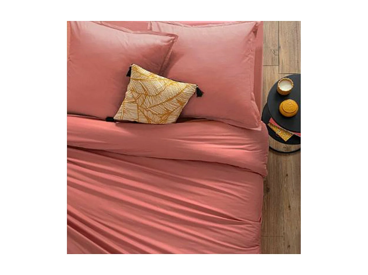 Drap housse 2 Personnes en Coton Rose blush 140 x 190 cm