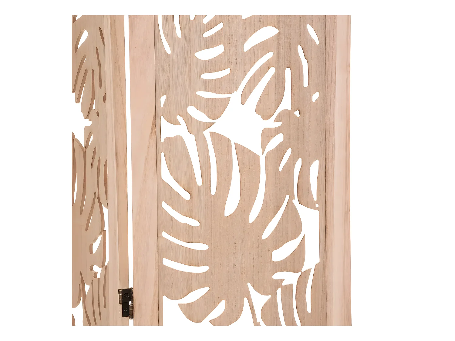 Paravent palm 3 pans, cloison de séparation en bois clair de paulownia - Longueur 105 x Profondeur 1.65 x Hauteur 165 cm