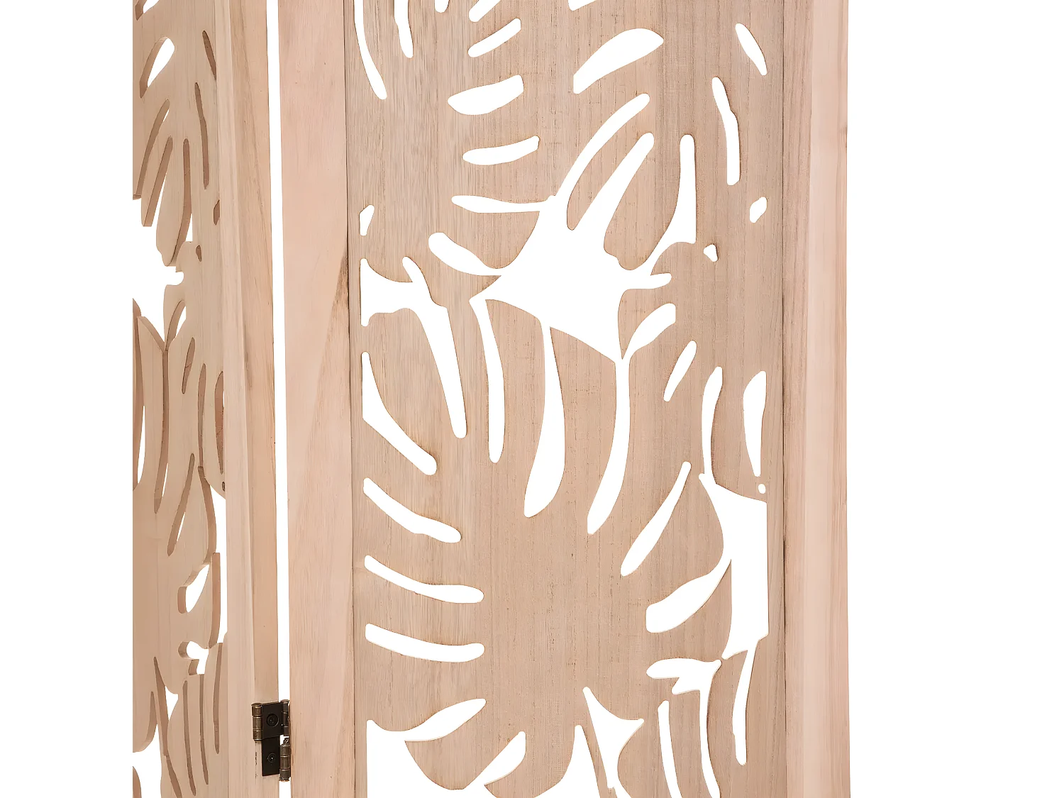 Paravent palm 3 pans, cloison de séparation en bois clair de paulownia - Longueur 105 x Profondeur 1.65 x Hauteur 165 cm