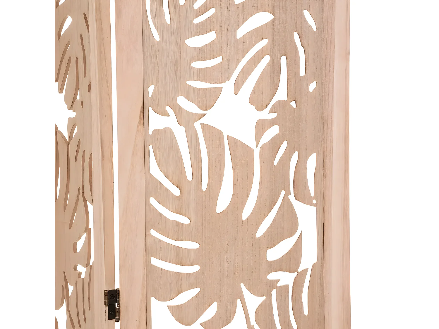 Paravent palm 3 pans, cloison de séparation en bois clair de paulownia - Longueur 105 x Profondeur 1.65 x Hauteur 165 cm