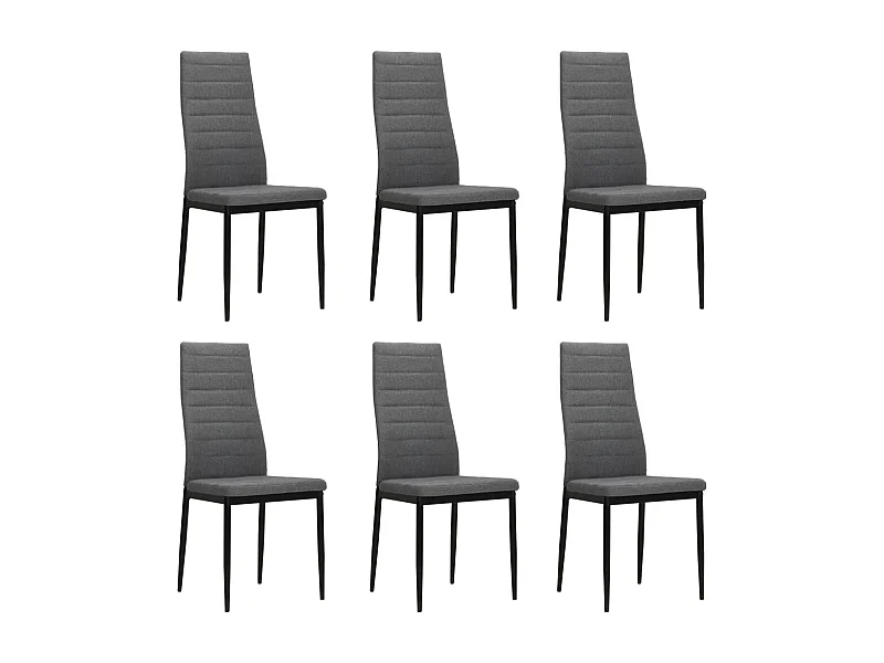 Lot de 6 chaises de salle à manger cuisine design contemporain tissu gris clair CDS022406