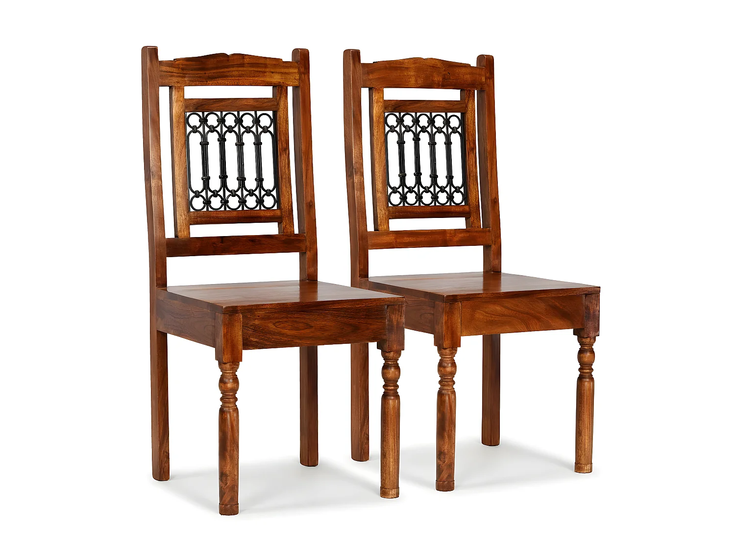 Lot de 2 chaises de salle à manger cuisine bois massif avec finition Sesham CDS020115