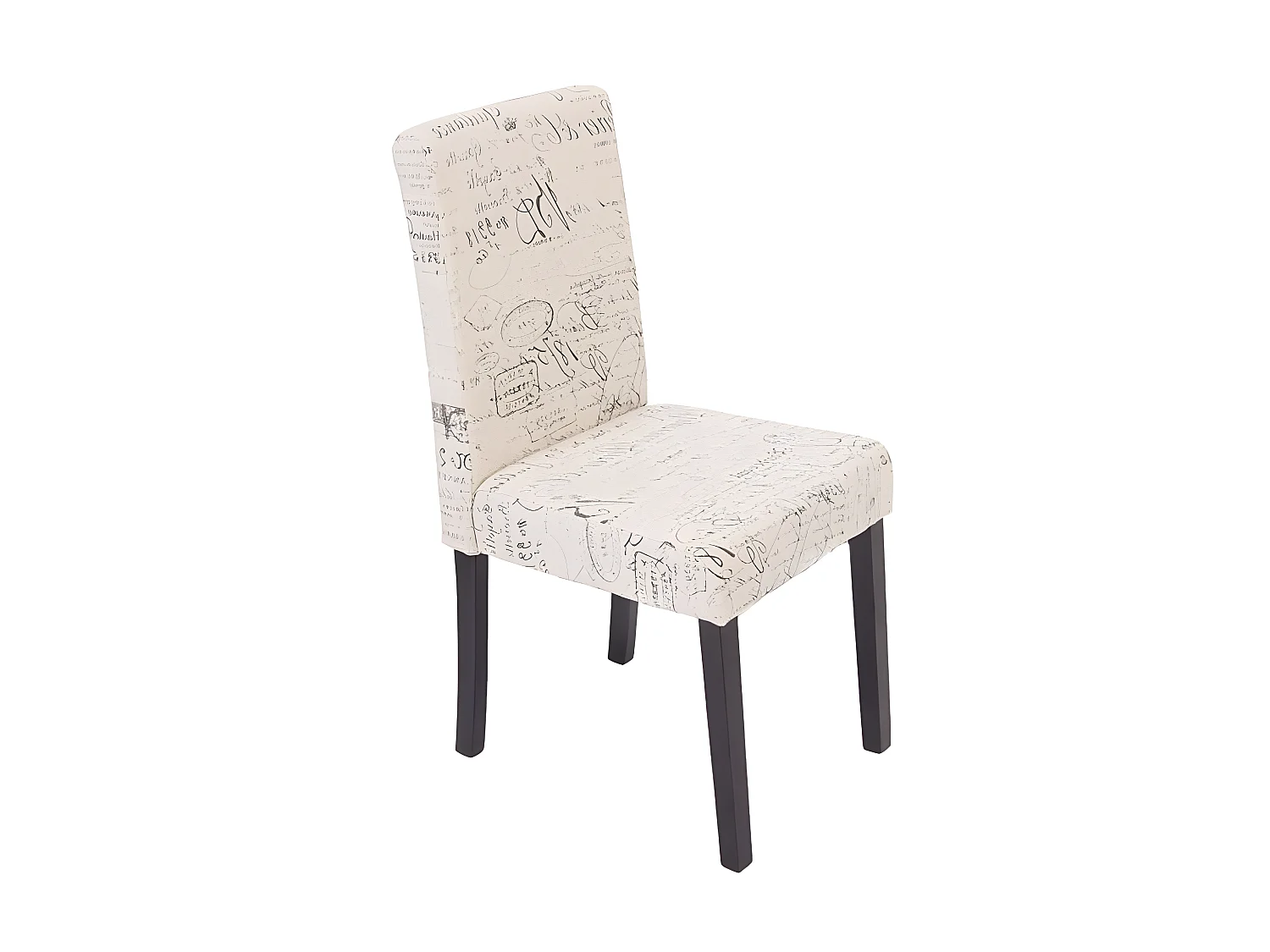 Lot de 4 chaises de salle à manger en tissu crème imprimé pieds foncés CDS04130