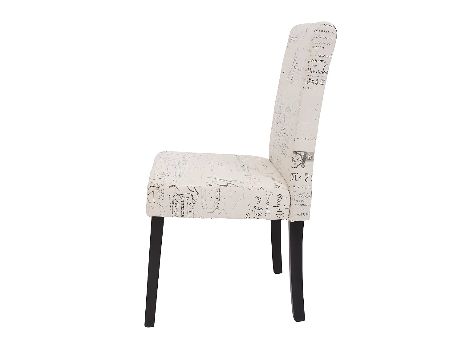 Lot de 4 chaises de salle à manger en tissu crème imprimé pieds foncés CDS04130