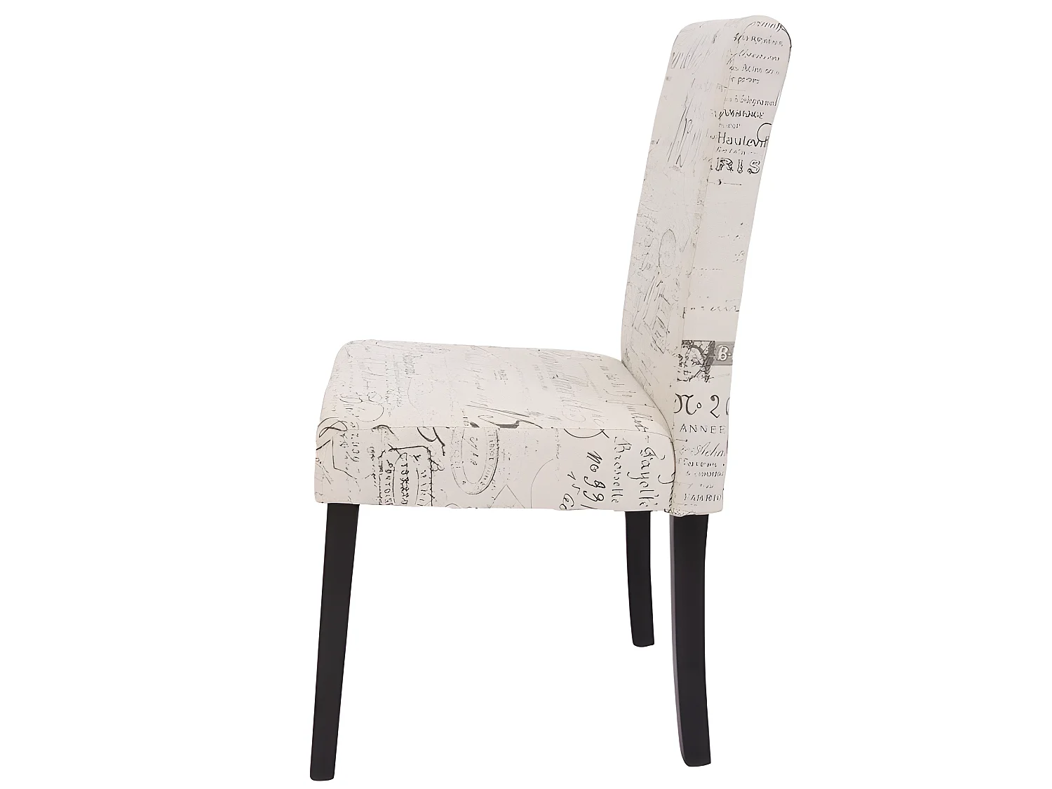 Lot de 4 chaises de salle à manger en tissu crème imprimé pieds foncés CDS04130