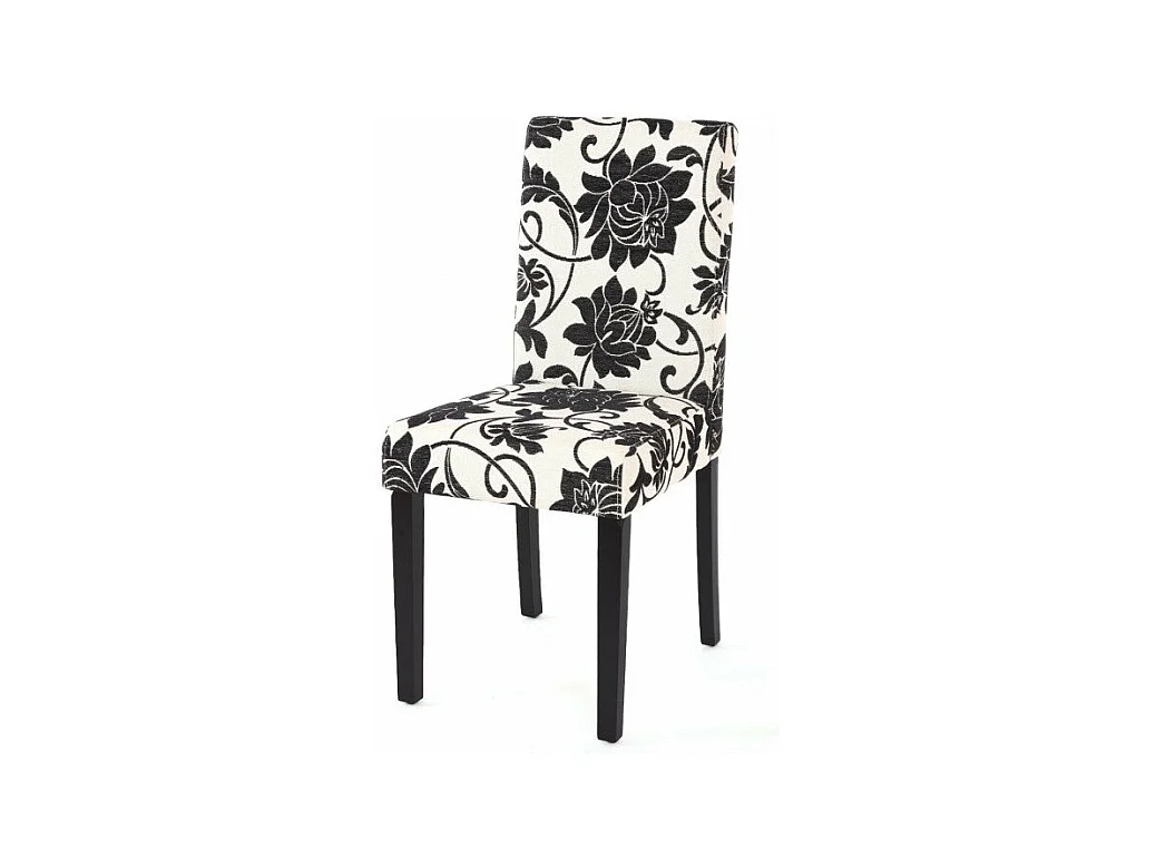 Lot de 2 chaises de salle à manger en tissu imprimé blanc&noir pieds foncés CDS04022